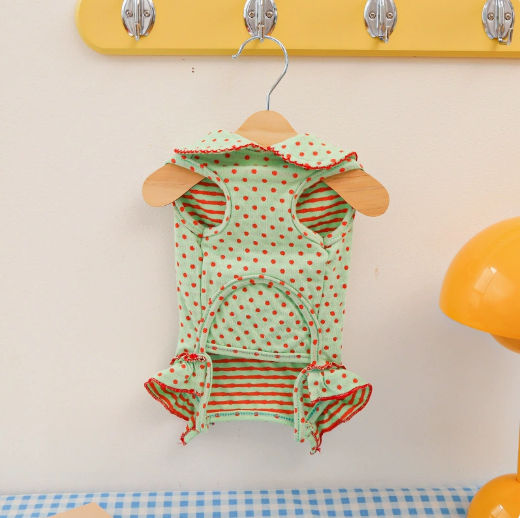 Cotton summer and spring dog and cat clothes - polka dot clothes for four-legged friends