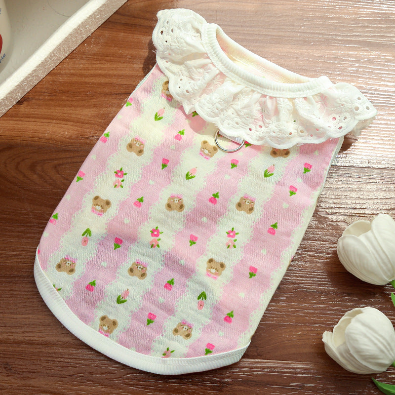 Cotton gauze breathable thin home air conditioning clothing suitable for dogs and cats and can be worn and traction