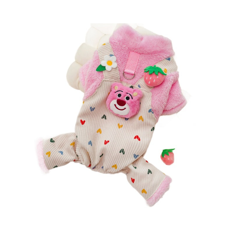 New pet autumn and winter four-legged clothes for dogs and cats with fleece straps