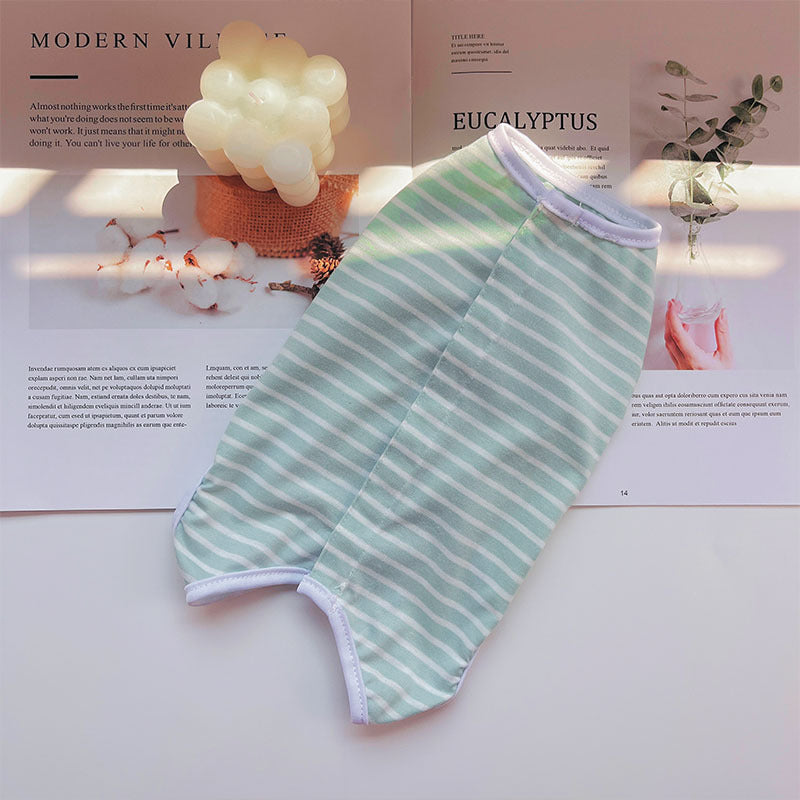 Four-season pure color striped cat spayed dress