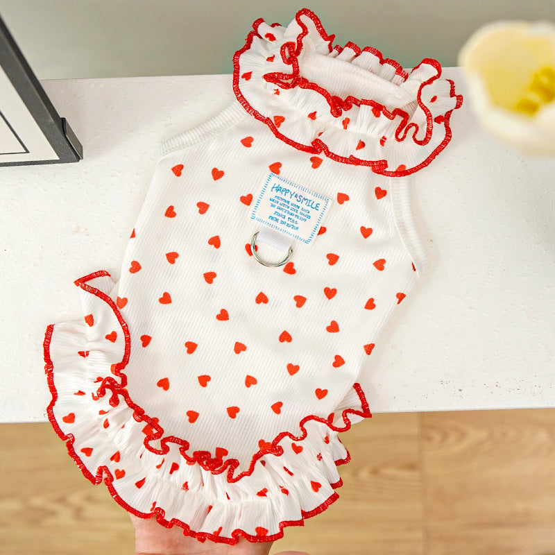 Summer pet dog and cat clothes, floral princess dress, thin and breathable.