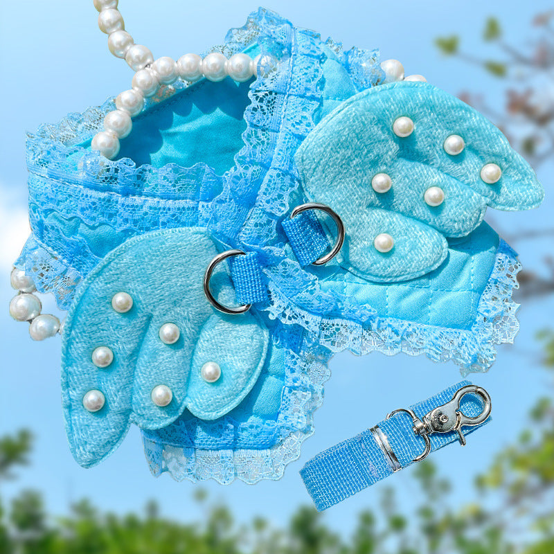 Pearl Angel Master Dog cat chest strap leash Chest strap leash Pet supplies Spring and summer Breathable