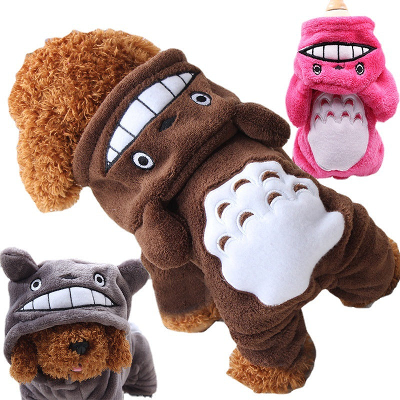 The dog transforms into teddy Pomeranian cat new pet four-legged clothes flannel autumn and winter supplies manufacturers wholesale