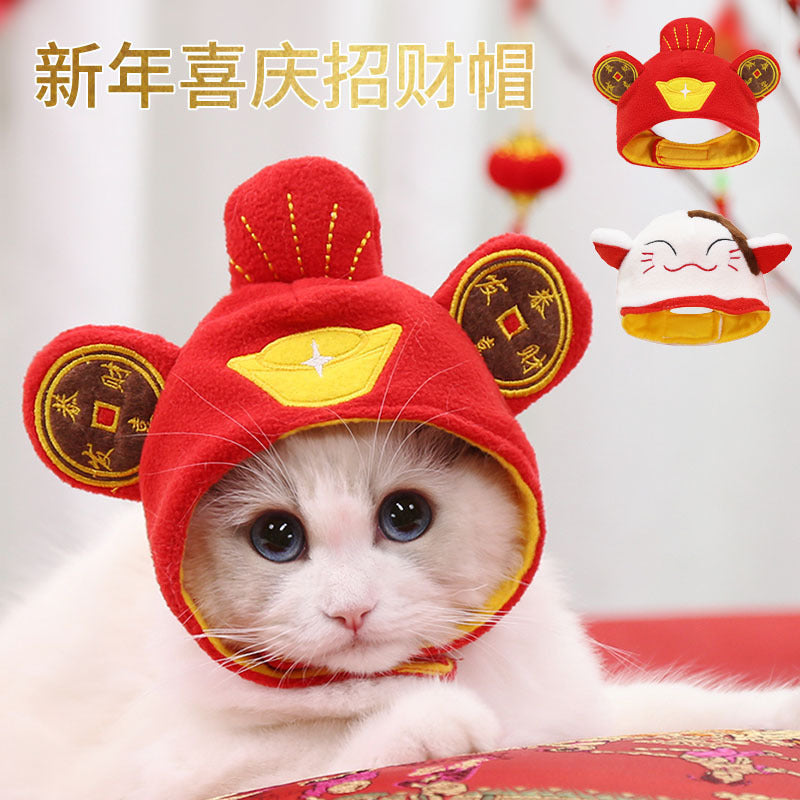 New Year pet hat and head set cute dress into dog and cat accessories