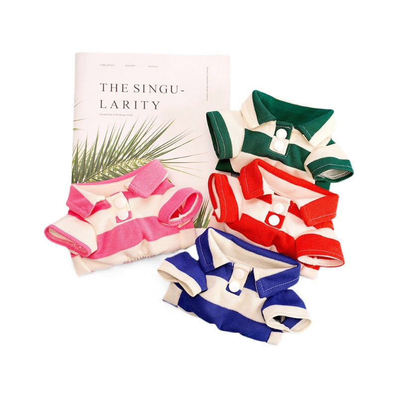 New pet summer striped two-legged Teddy Pomeranian cat and dog clothes thin clothing