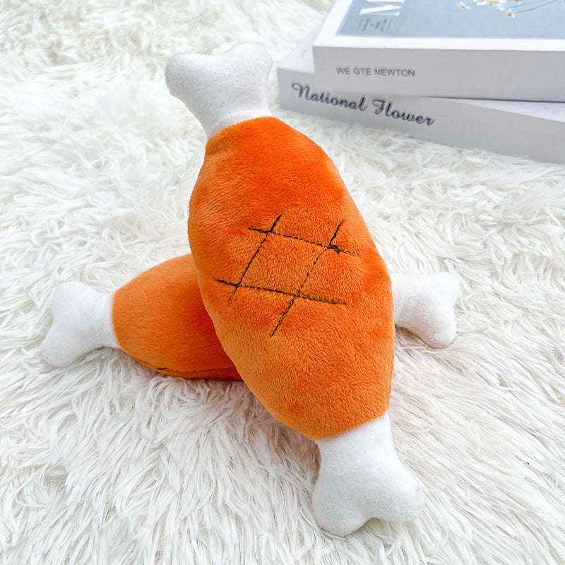 Dog bone chicken leg fruit carrot pet dog cat plush sound bite pet toy supplies wholesale