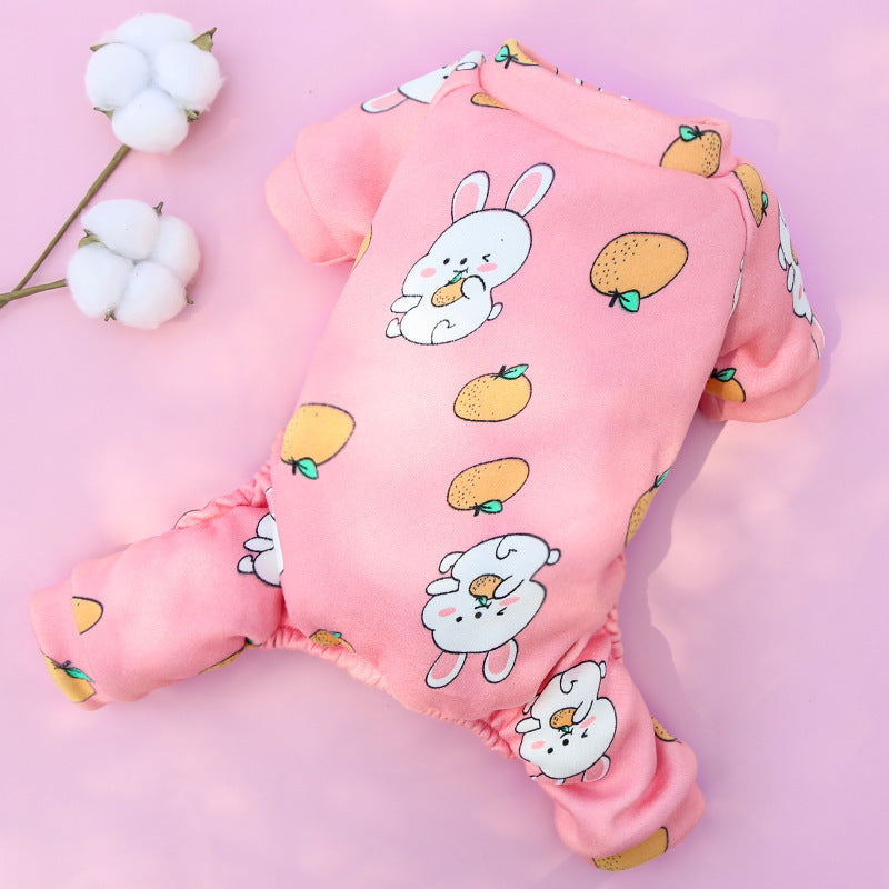 Dog cat four-legged pajamas warm air conditioning clothing pet clothing supplies small dog clothing
