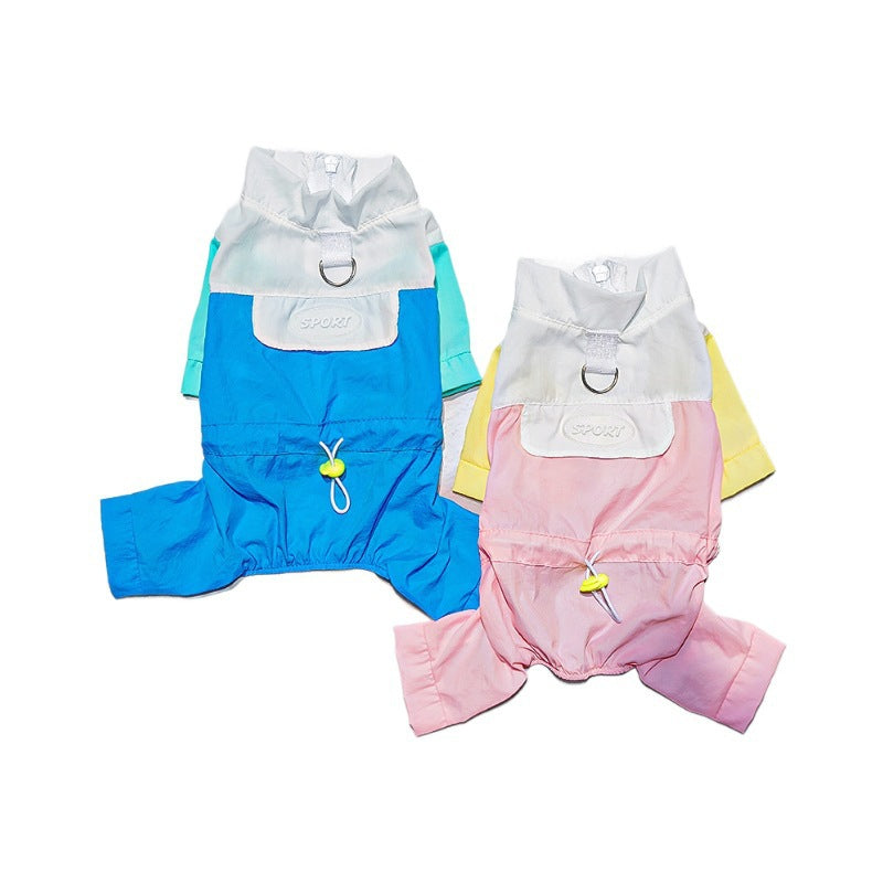 Lightweight windproof rain-proof four-legged pet clothing for spring and summer