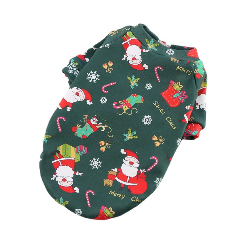 Cuhk Dog cat clothes plus fluffy Christmas printed hoodie Spring and winter pet supplies