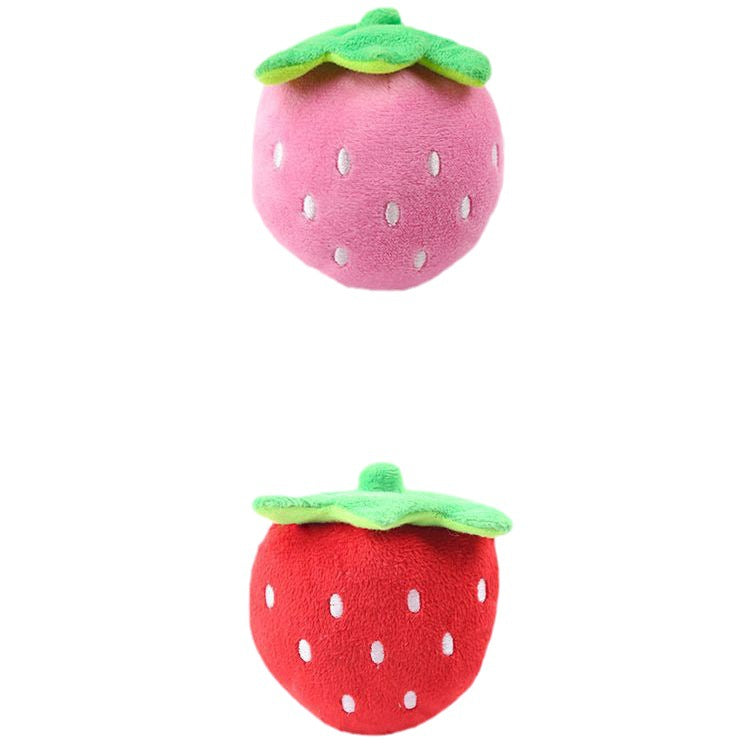 Embroidered big red strawberry pet sound plush toy