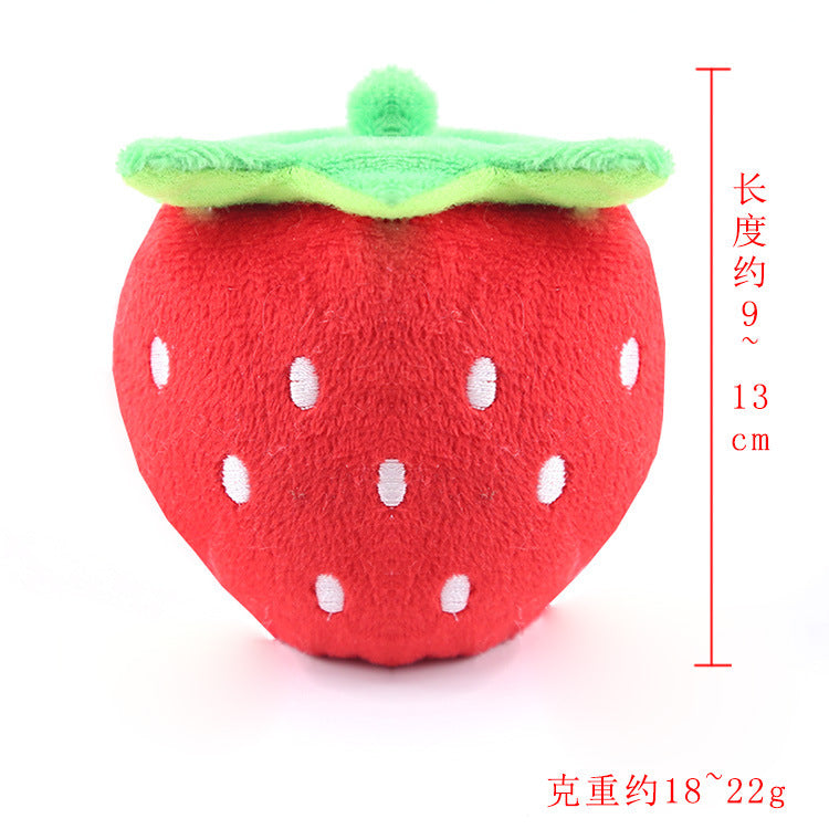 Embroidered big red strawberry pet sound plush toy