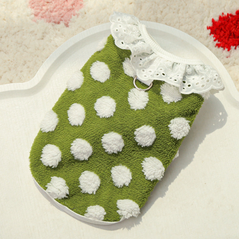 Dot pattern lace fall-winter new style cat clothes and dog clothes
