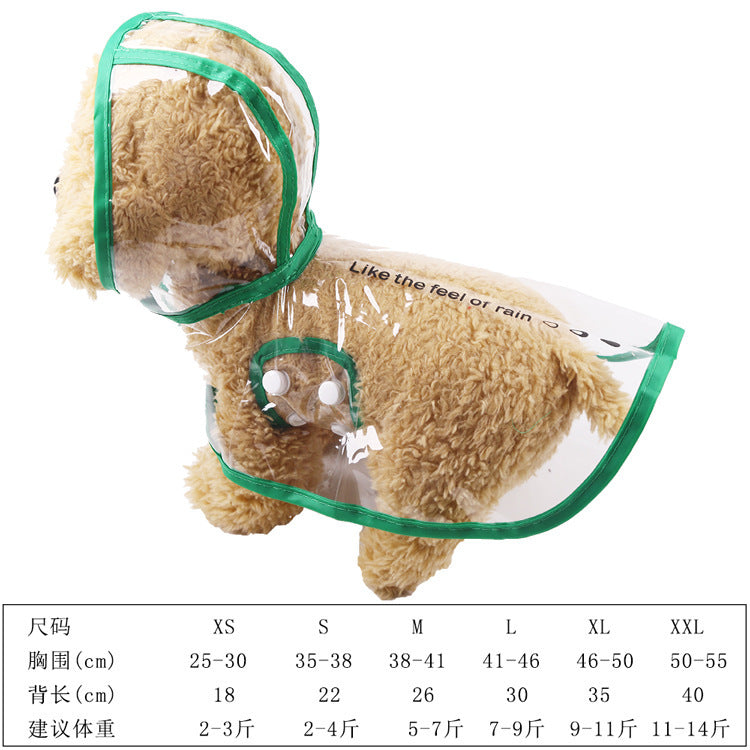 Dog clear raincoat Pet supplies Pet rain gear