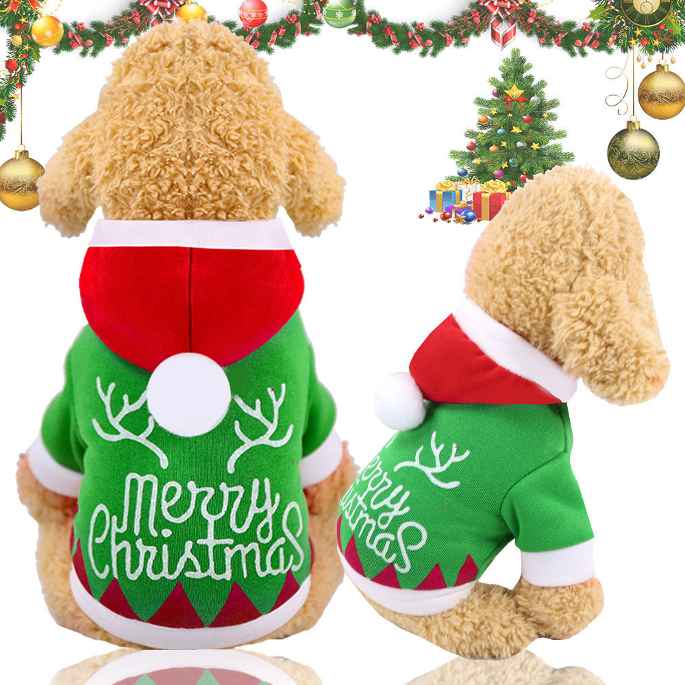 Christmas Clothes Dogs Cats pet supplies New Autumn/Winter Green holiday clothes for medium-sized dogs
