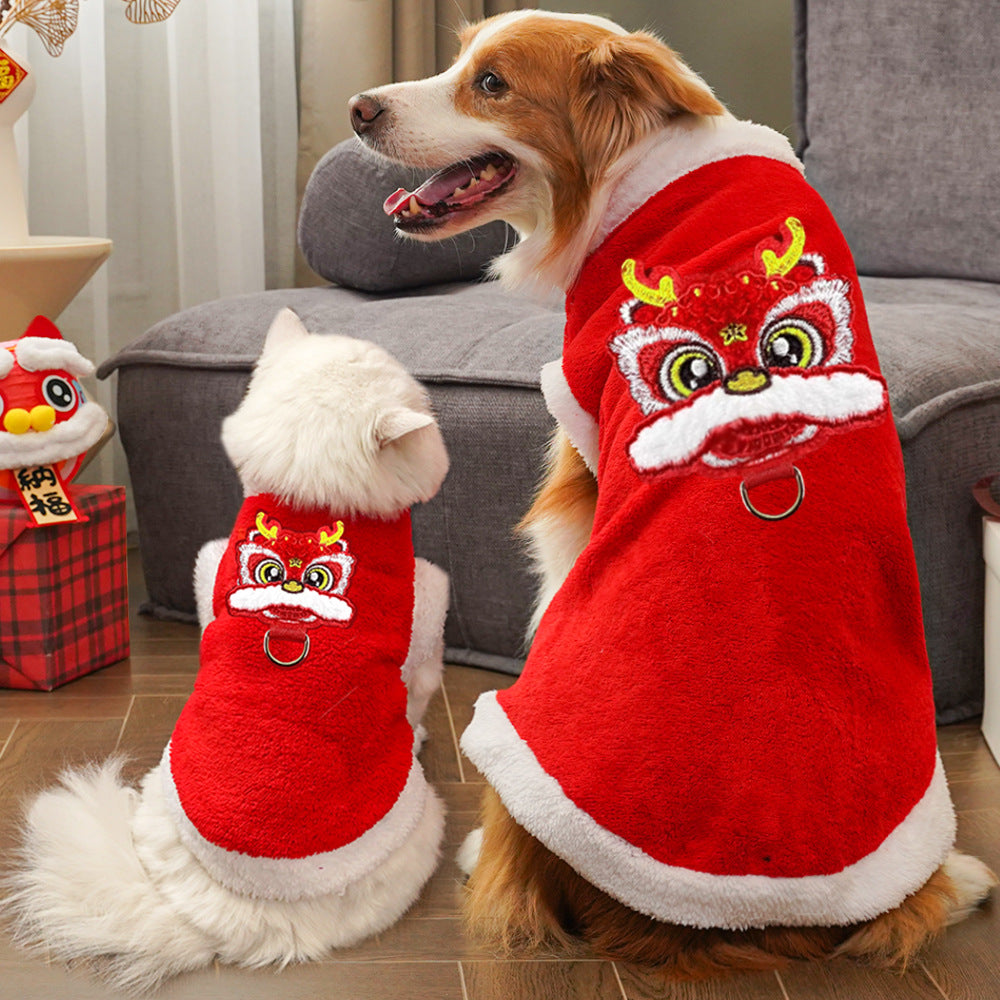 Pet cat dog New Year clothes small dog pet New Year winter wholesale