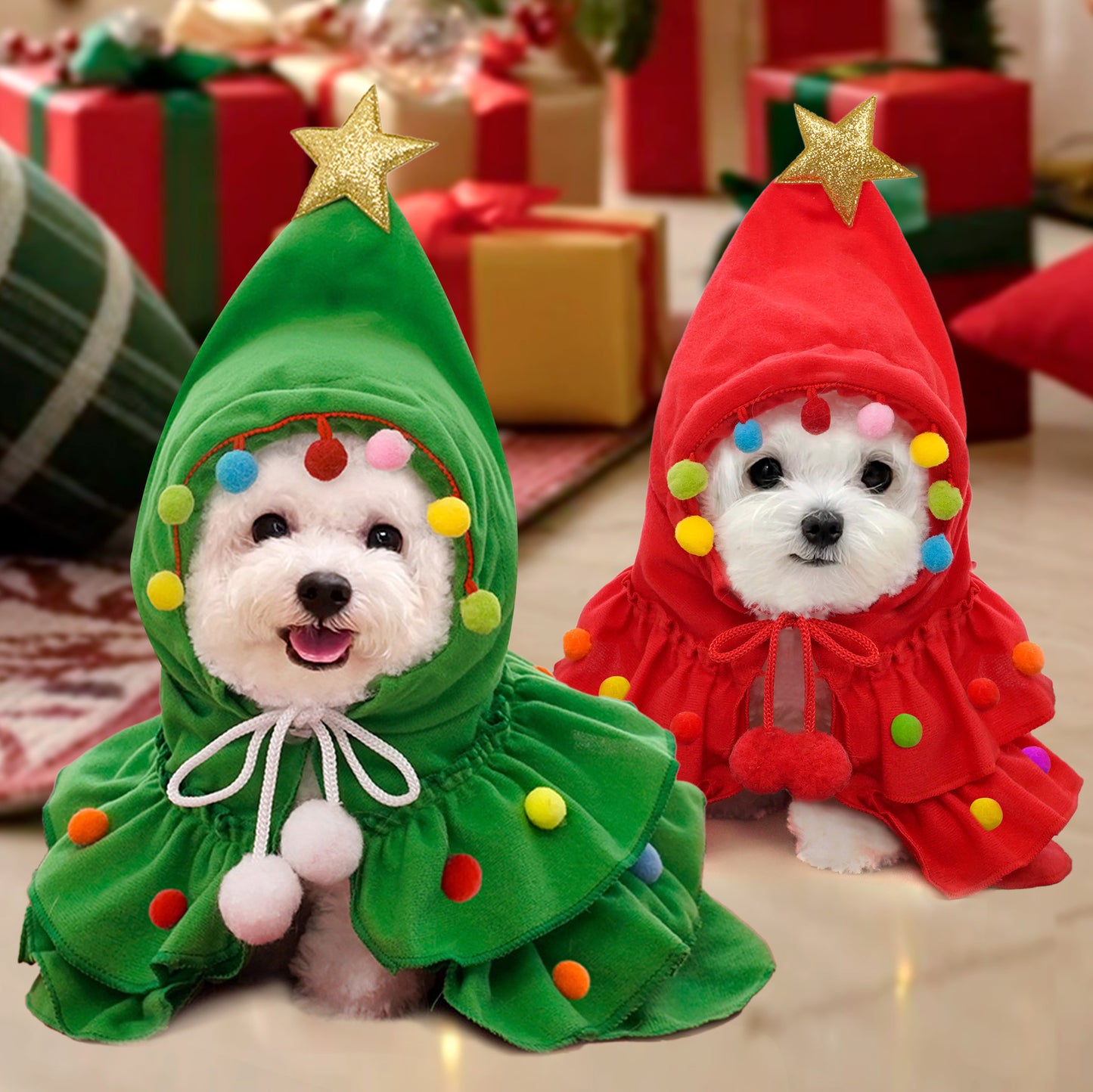 Christmas pet clothing two-color pet cape dog transform pack holiday supplies wholesale