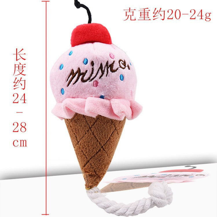 Multi-style plush toy Bite resistant ball rope sound toy fruit cartoon animal cat/dog pet supplies