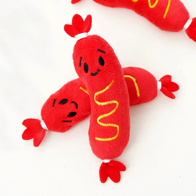 Multi-style plush toy Bite resistant ball rope sound toy fruit cartoon animal cat/dog pet supplies