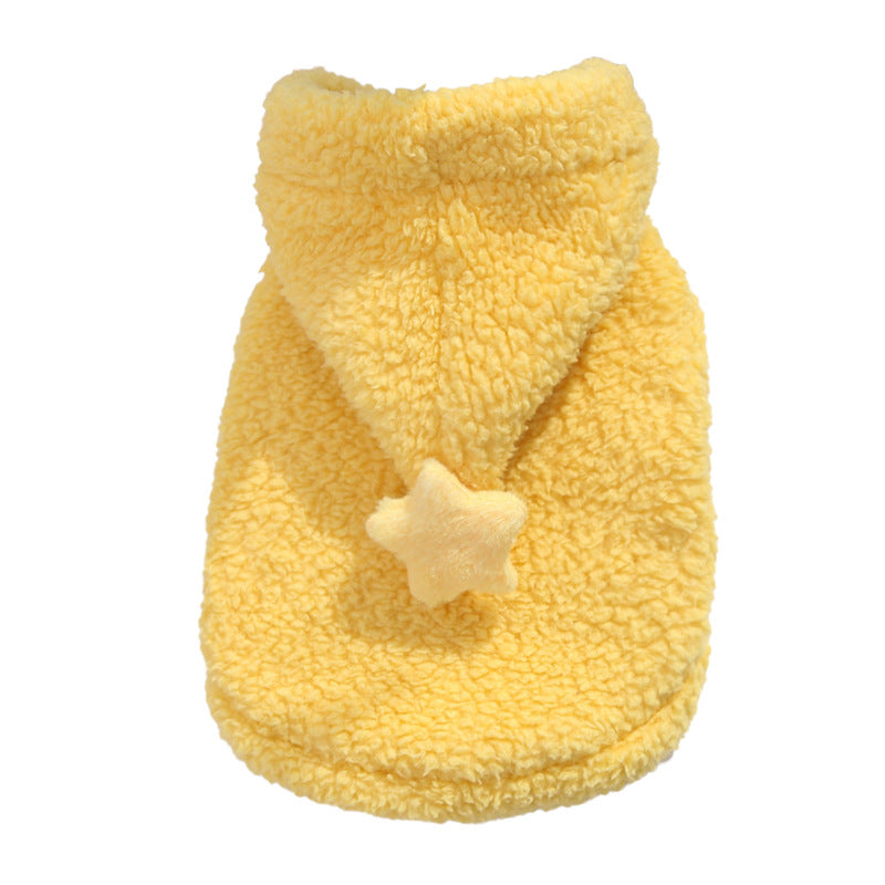 Pet clothing with added insulation and thickening, hooded sweatshirt for autumn and winter, dog and cat jacket, home pajamas