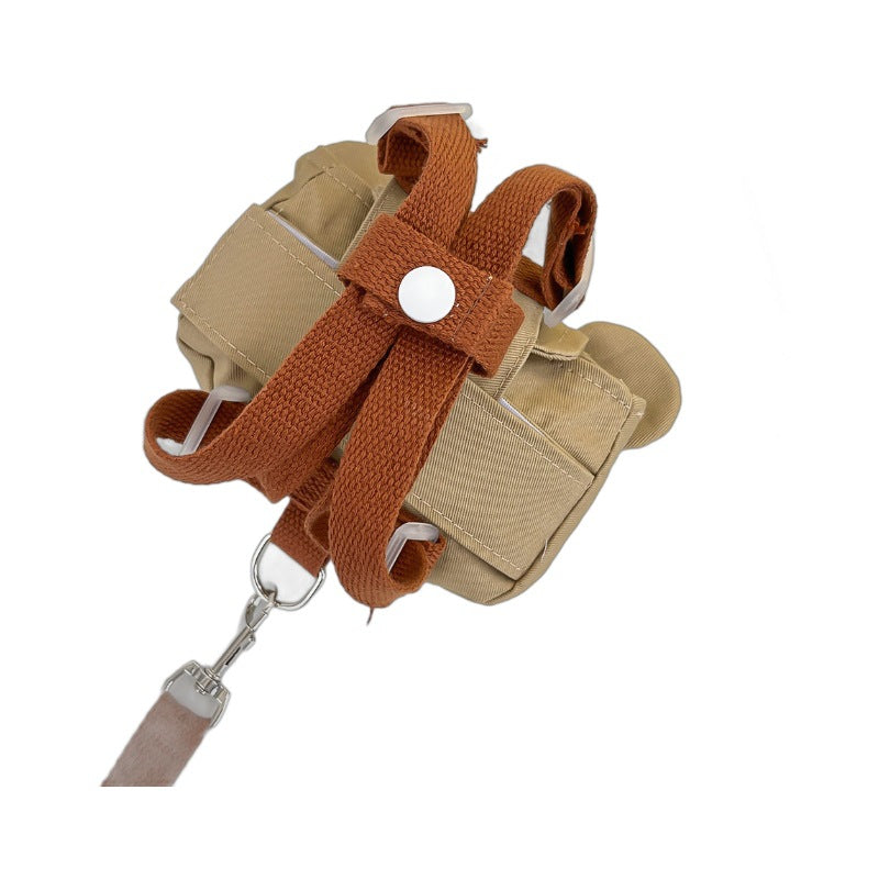 Pet dog chest and back harness double shoulder bag for cats when going outdoors with a leash