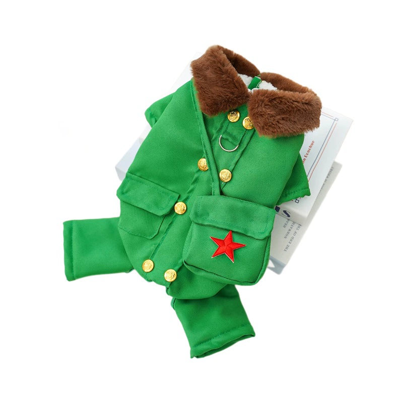 Dog clothing Pet clothing Medium-sized dogs and cats can be pulled autumn and winter warm winter cotton military coat supplies
