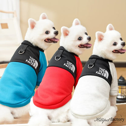 Fall/Winter fashionable color-matched fleece pullover for pets, providing warmth and comfort