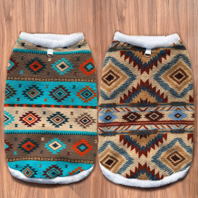 Dog pet clothing - Fall/Winter Feil Island Totem Fleece Coat with Ethnic Style