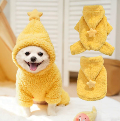 Pet clothing with added insulation and thickening, hooded sweatshirt for autumn and winter, dog and cat jacket, home pajamas