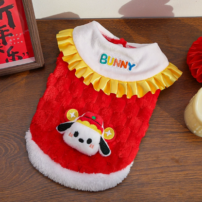 Pet dog and cat clothing - double-layered thick fleece in autumn and winter with Chinese style design