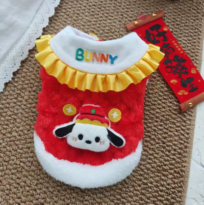 Pet dog and cat clothing - double-layered thick fleece in autumn and winter with Chinese style design