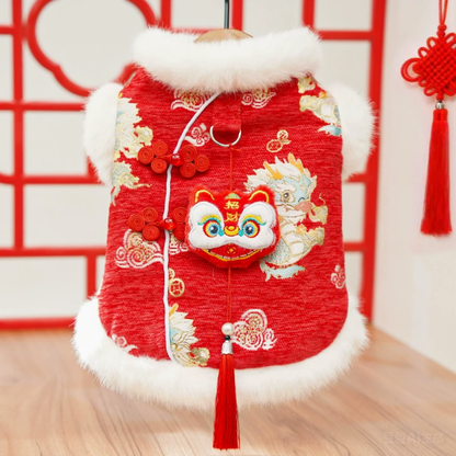 New Year traditional Chinese style thick pet dog and cat clothes