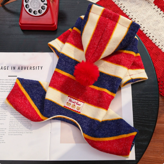 Dog and cat clothing in British style, imitation rabbit fur, pet four-legged clothes