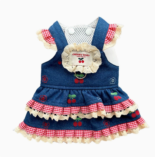Spring and summer denim couple overalls dress for pets - dogs and cats clothes