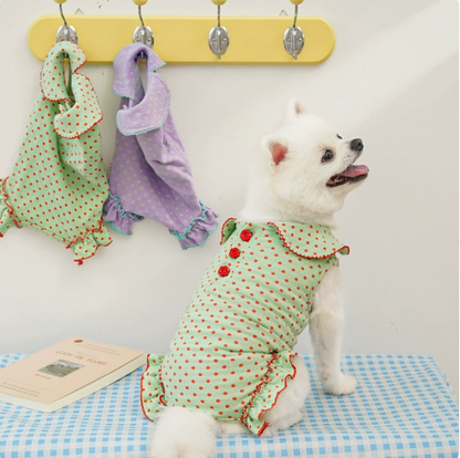 Cotton summer and spring dog and cat clothes - polka dot clothes for four-legged friends