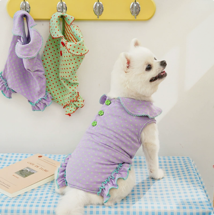 Cotton summer and spring dog and cat clothes - polka dot clothes for four-legged friends