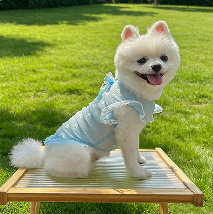 Dog clothing - light and thin mesh with butterfly knots for pets, suitable for outdoor walking, prevents hair loss.