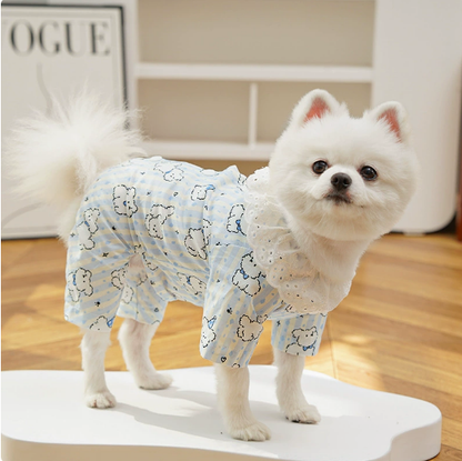 Cotton pet dog and cat summer clothes, suitable for air conditioning, to prevent hair loss, four-legged outdoor wear