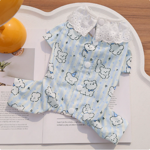Cotton pet dog and cat summer clothes, suitable for air conditioning, to prevent hair loss, four-legged outdoor wear