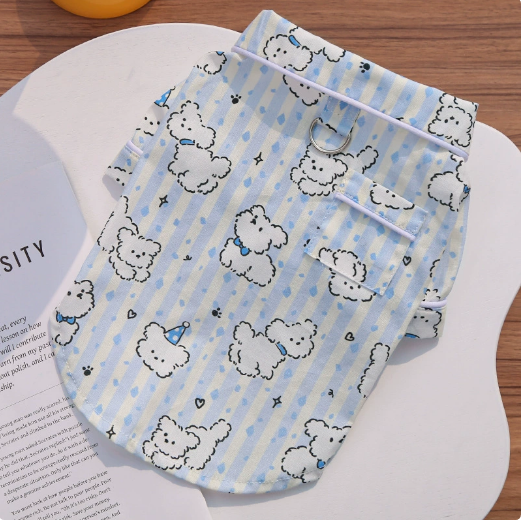 Cotton pet dog and cat summer clothes, suitable for air conditioning, to prevent hair loss, four-legged outdoor wear