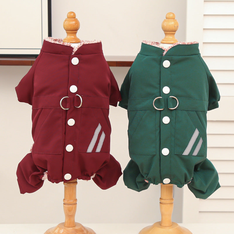 Winter and Autumn Thick Fleece Outdoor Storm Coat with Four Legs - Cotton Coat - Waterproof Dog and Cat Clothing Decoration