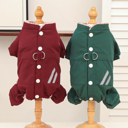 Winter and Autumn Thick Fleece Outdoor Storm Coat with Four Legs - Cotton Coat - Waterproof Dog and Cat Clothing Decoration