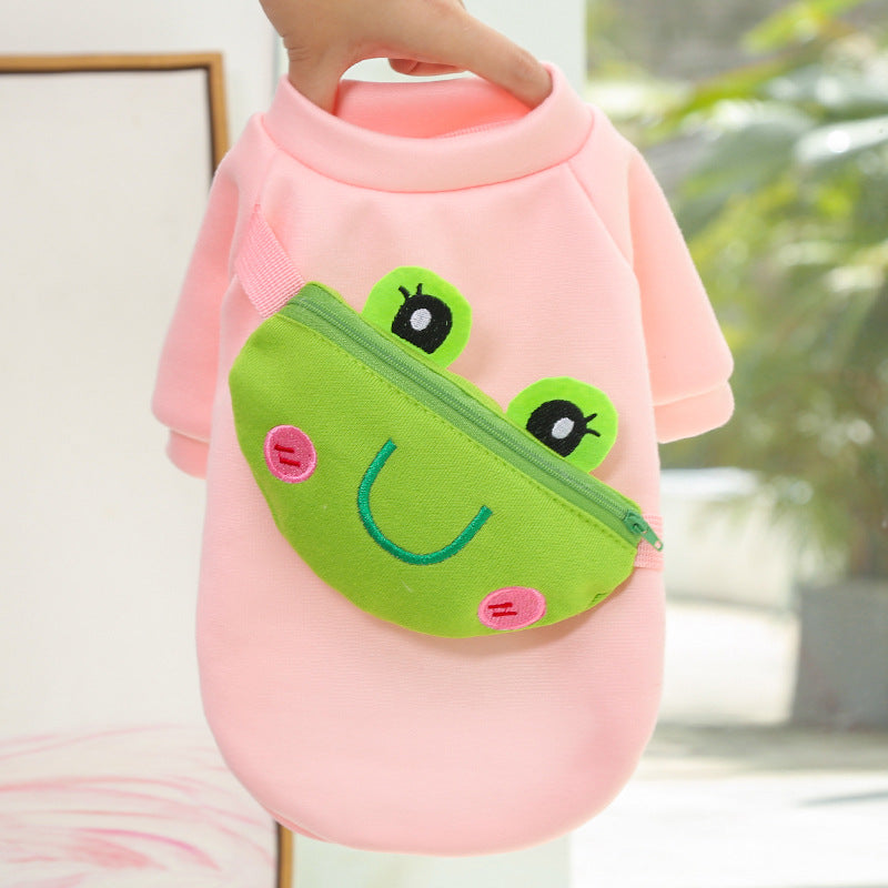 Dog cat Crossbody zipper Cute clothes Pet supplies Autumn and winter warm clothes