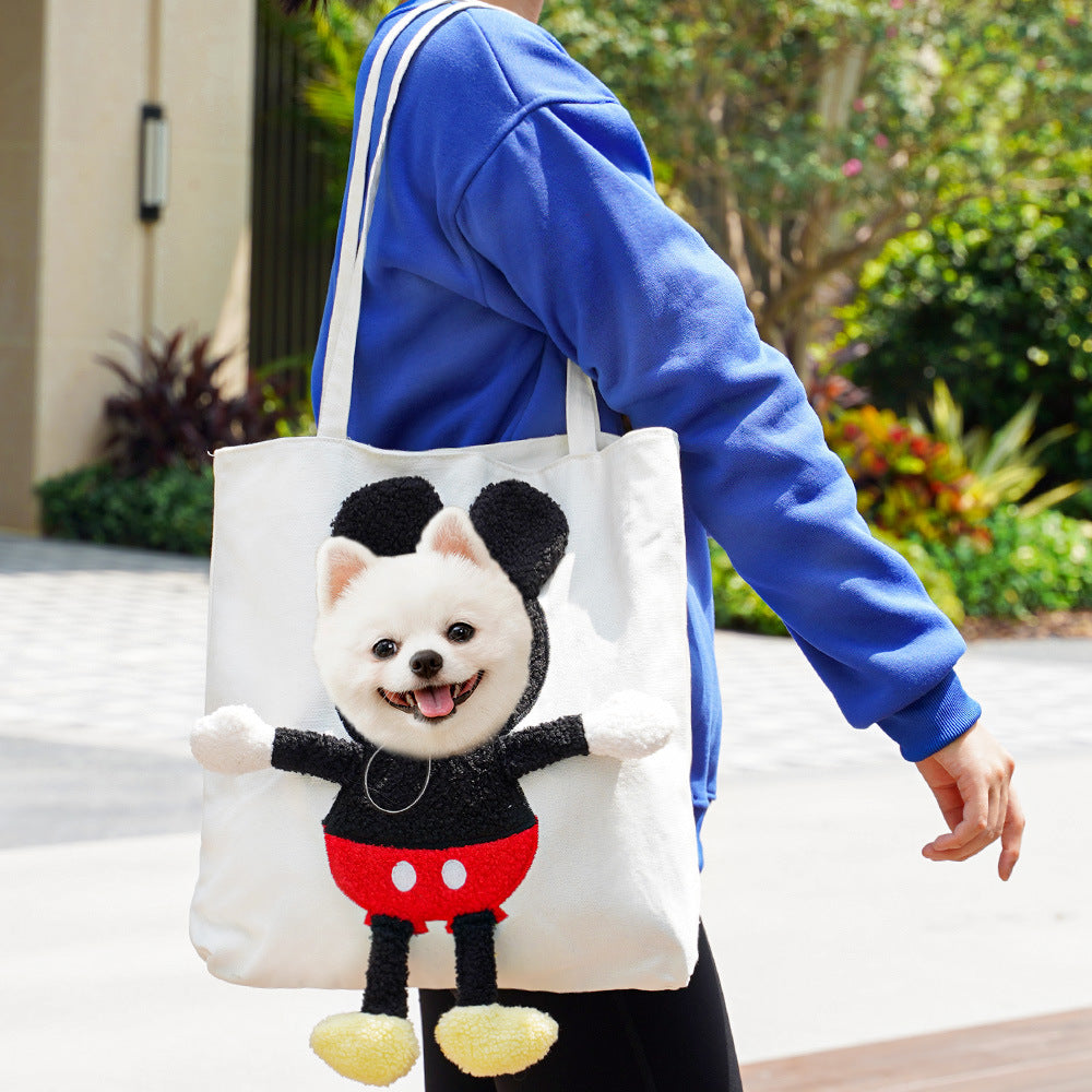 Pet dog and cat travel bag - single shoulder strap - with opening at the top