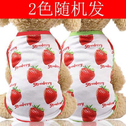 Pet fruit strawberry banana printing VIP teddy puppy dog clothes cat skirt T-shirt vest supplies factory