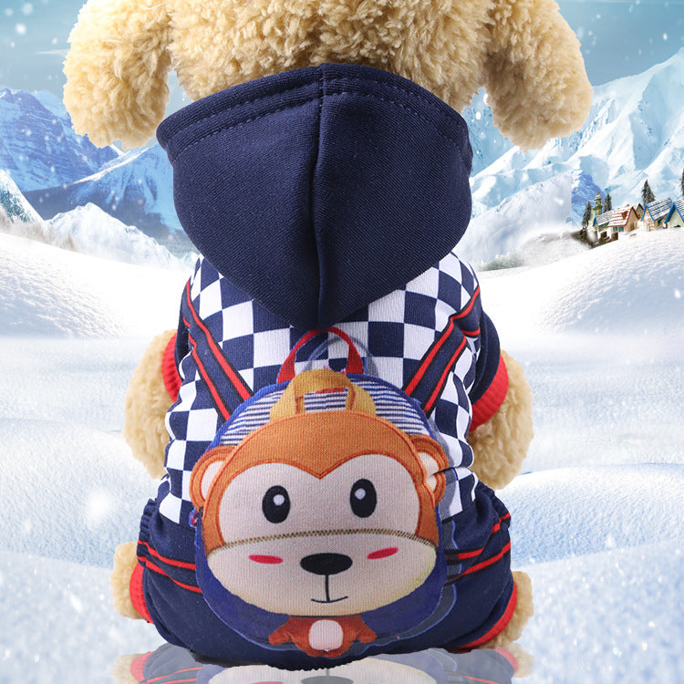 Pet four-foot button dog cat clothing pet supplies autumn and winter hoodie manufacturers