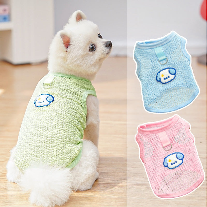 Spring and summer elastic perforated breathable vest for dogs and cats