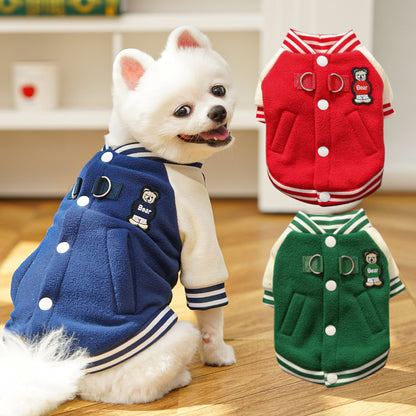 Baseball coat  cat clothes fur clothes pet dog winter and autumn fleece sweater