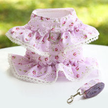 Dog cat pet clothing Chest strap leash Lace lace Teddy Bichon Spring summer fall dog leash supplies