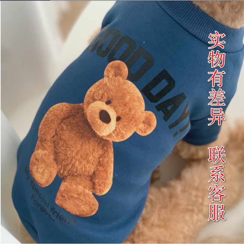 Cute autumn and winter warm Korean version of dog cat pet teddy clothing supplies than bear hoodie manufacturers