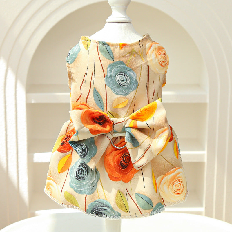 Summer 3D Stereoscopic Rose Flower Pet Dress for Dogs and Cats Clothing and Accessories